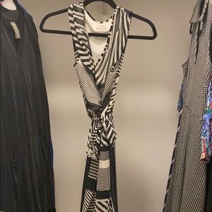 Black and white striped dress that works!